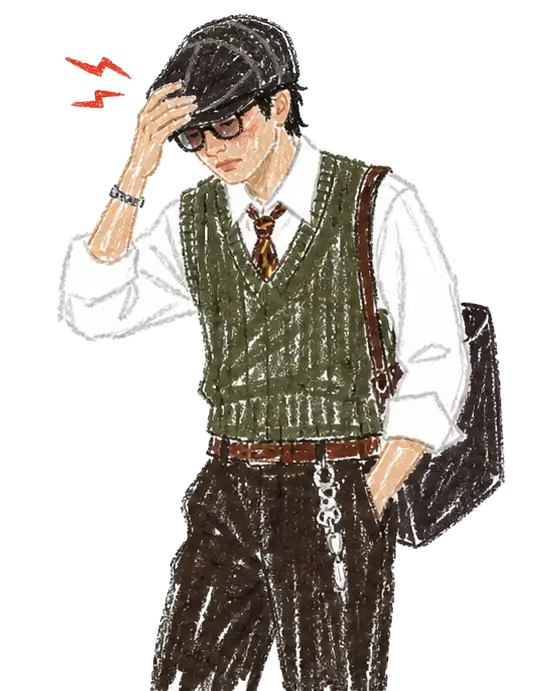 悩んでいる男性のイラスト